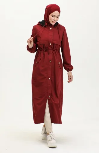 Gürteldetaillierter Langer Trenchcoat Brc1908 1908-03 Weinrot 1908-03