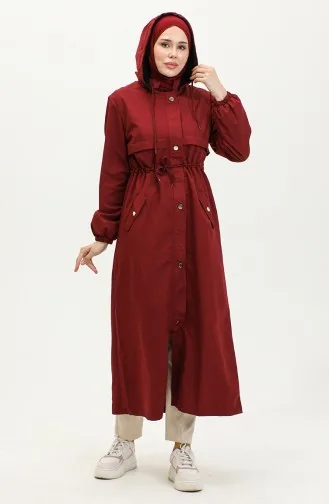 Gürteldetaillierter Langer Trenchcoat Brc1908 1908-03 Weinrot 1908-03