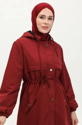 Gürteldetaillierter Langer Trenchcoat Brc1908 1908-03 Weinrot 1908-03