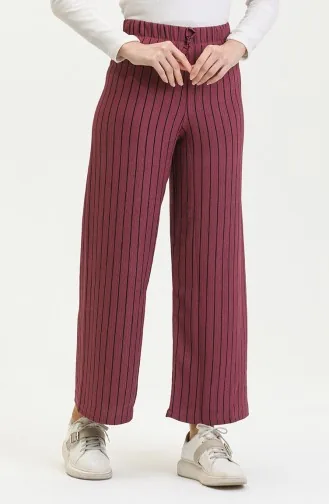 Weite Beine Entspannter Schnitt Fließende Einfarbige Knitterige Hose 8731-01 Dusty Rose 8731-01