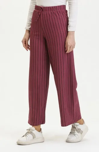 Weite Beine Entspannter Schnitt Fließende Einfarbige Knitterige Hose 8731-01 Dusty Rose 8731-01