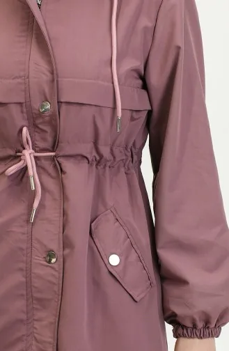 Belt Detailed Long Trench Coat Brc1908 1908-02 Dusty Rose 1908-02