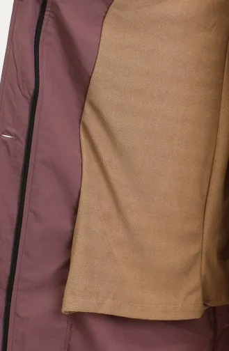 Belt Detailed Long Trench Coat Brc1908 1908-02 Dusty Rose 1908-02