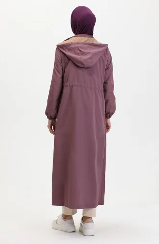Belt Detailed Long Trench Coat Brc1908 1908-02 Dusty Rose 1908-02