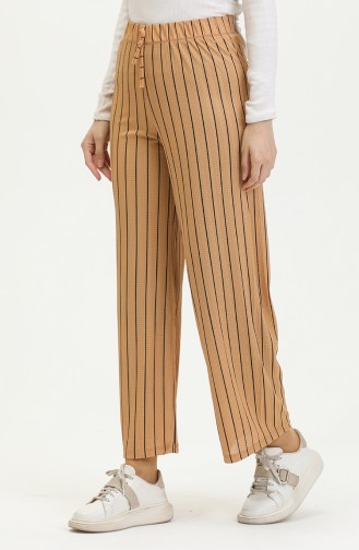 Wide-Leg Comfortable Fit Plain Crinkle Pants 8731-02 Mustard 8731-02
