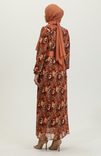 Robe Plissée Mousseline Brique 7686 1193