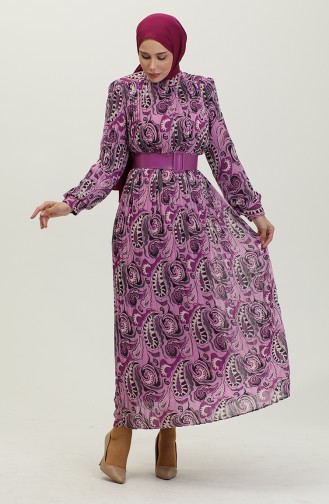 Robe Plissée En Mousseline Lilas 7686 1190