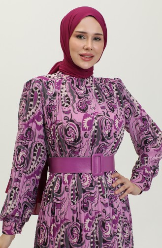 Robe Plissée En Mousseline Lilas 7686 1190