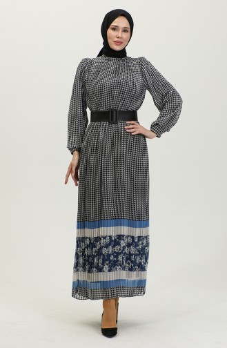 Robe Plissée En Mousseline Noir 7686 1189