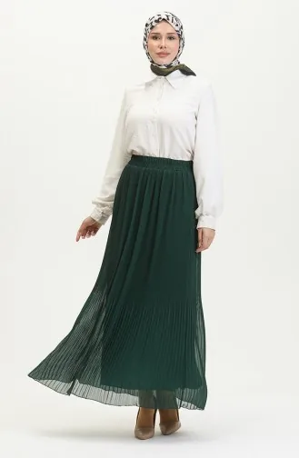 Piliseli Etek 3009-03 Zümrüt Yeşili