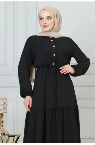 Afra Kleid Mit Spitzendetail 0001-01 Schwarz 0001-01