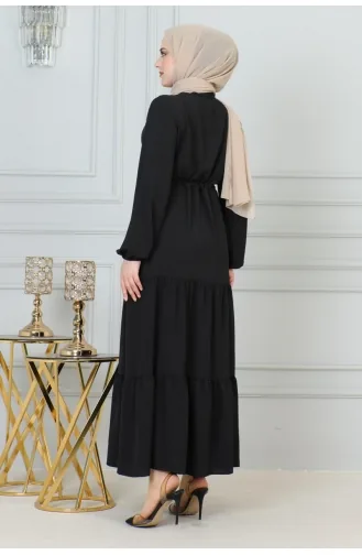 Afra Kleid Mit Spitzendetail 0001-01 Schwarz 0001-01