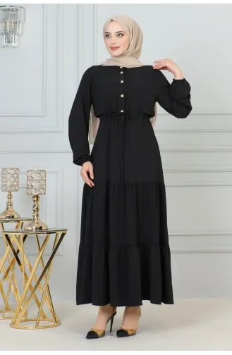 Afra Kleid Mit Spitzendetail 0001-01 Schwarz 0001-01