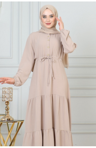 Afra Kleid Mit Spitzendetail 0001-02 Nerz 0001-02