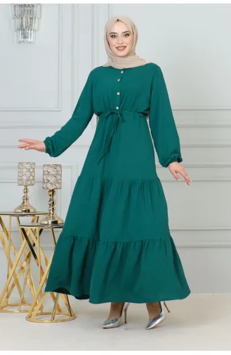 Afra Spitzendetailkleid 0001-03 Smaragdgrün 0001-03