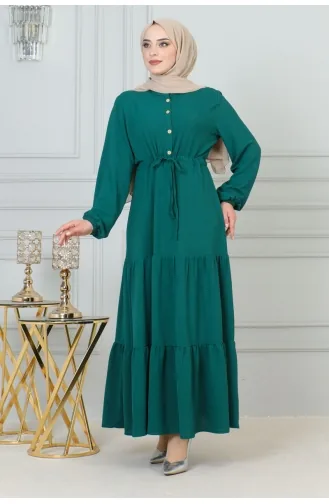 Afra Spitzendetailkleid 0001-03 Smaragdgrün 0001-03