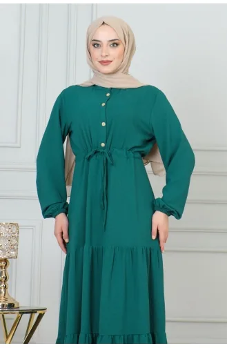 Afra Spitzendetailkleid 0001-03 Smaragdgrün 0001-03