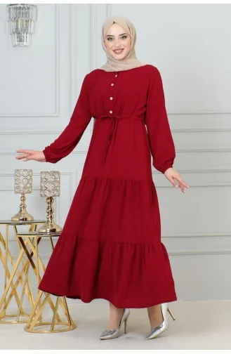 Afra Robe Détail Dentelle 0001-04 Rouge Claret 0001-04