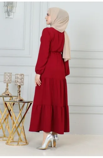 Afra Robe Détail Dentelle 0001-04 Rouge Claret 0001-04