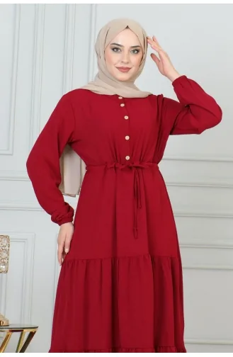 Afra Robe Détail Dentelle 0001-04 Rouge Claret 0001-04
