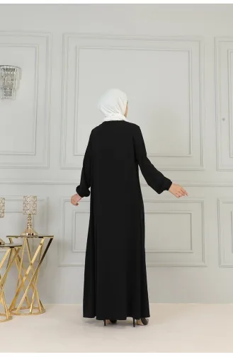 Medina Zijden Abaya Met Ritssluiting Over De Volledige Lengte 2305-02 Zwart 2305-02