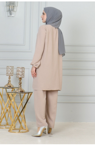 Sequin Detailed Hijab Suit 0002-04 Mink 0002-04