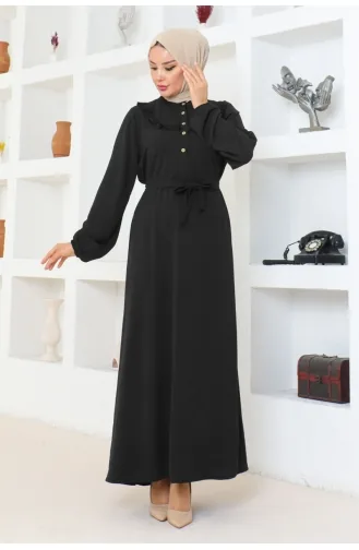Rose Rüschen Aerobin Kleid 0003-01 Schwarz 0003-01