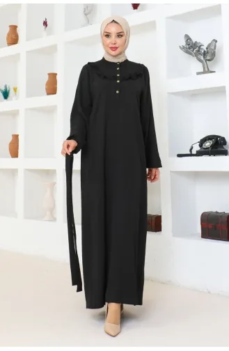 Rose Rüschen Aerobin Kleid 0003-01 Schwarz 0003-01