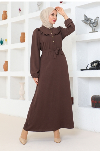 Rose Rüschen Aerobin Kleid 0003-03 Braun 0003-03