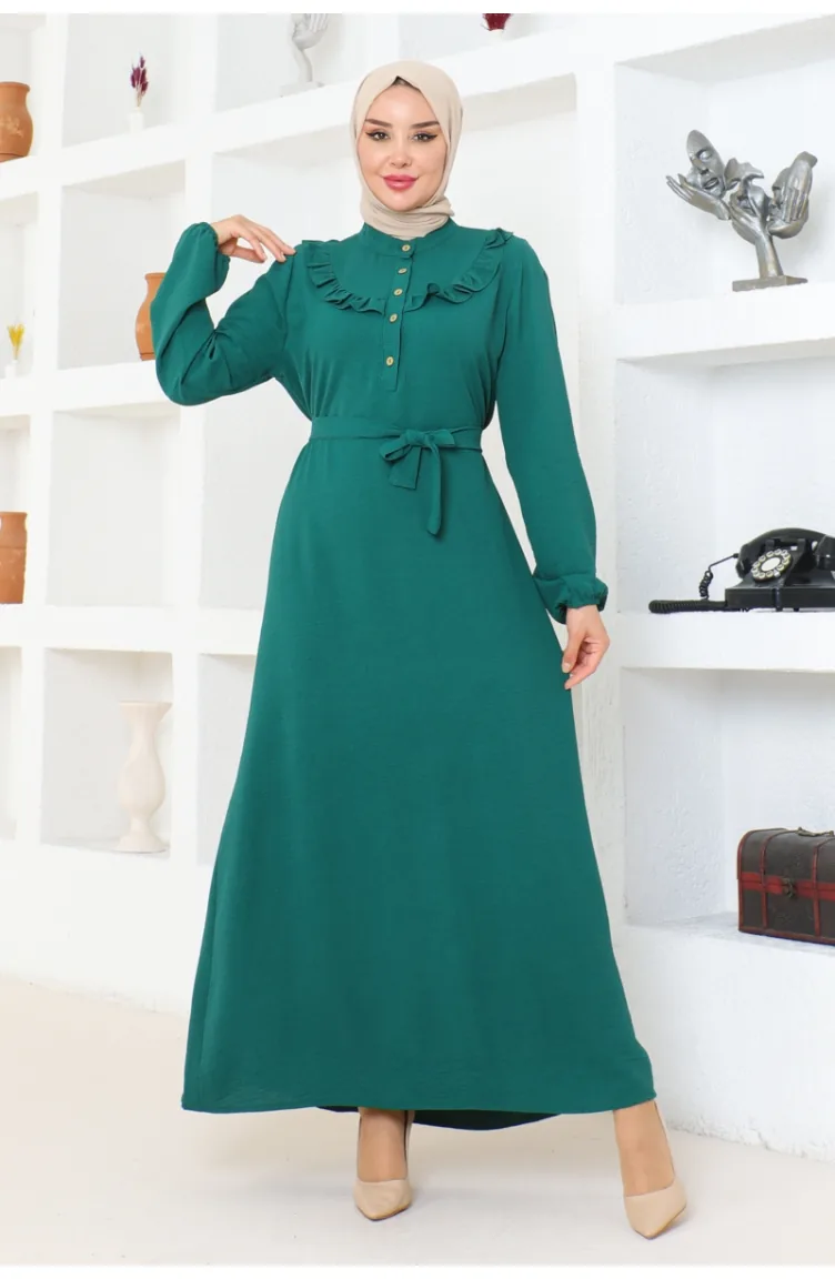 Rose Frilly Aerobin Dress 0003-04 Emerald Green 0003-04