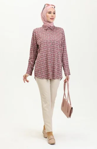 Large Size Satin Shirt Claret Red T1647 1046