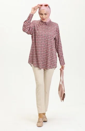 Large Size Satin Shirt Claret Red T1647 1046