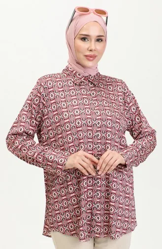 Large Size Satin Shirt Claret Red T1647 1046