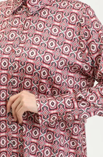 Large Size Satin Shirt Claret Red T1647 1046