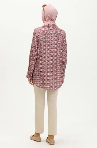 Large Size Satin Shirt Claret Red T1647 1046