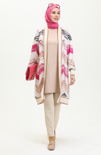 Plus Size Patterned Abaya Pink K325 1243