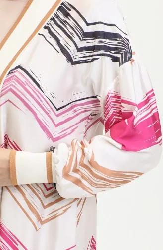 Büyük Beden Desenli Abaya Pembe K325
