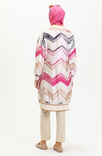 Plus Size Patterned Abaya Pink K325 1243
