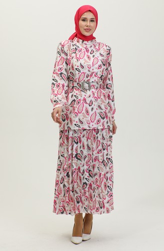 Large Size Patterned Suit Pink Tk212 1032