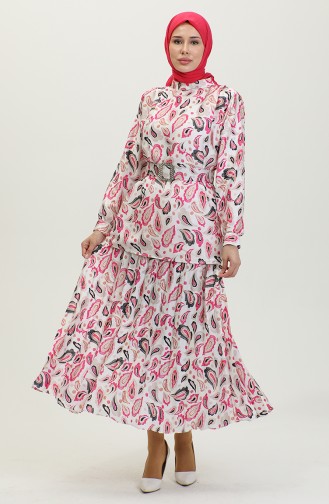 Large Size Patterned Suit Pink Tk212 1032
