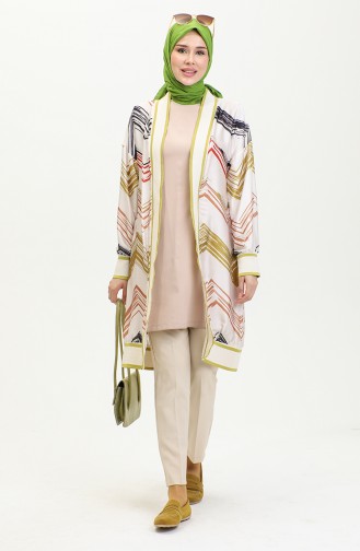 Large Size Patterned Abaya Yellow K325 1244