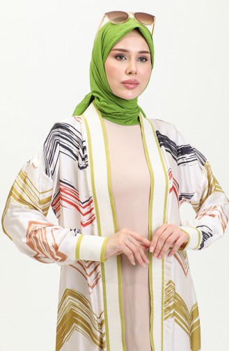 Large Size Patterned Abaya Yellow K325 1244