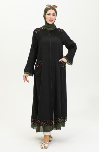 Şile Tuch Authentic Abaya 6767-01 Schwarz Khaki 6767-01