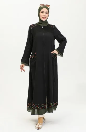 Şile Tuch Authentic Abaya 6767-01 Schwarz Khaki 6767-01