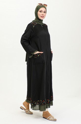 Şile Tuch Authentic Abaya 6767-01 Schwarz Khaki 6767-01