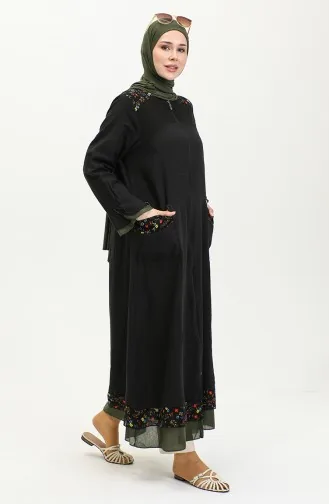 Şile Tuch Authentic Abaya 6767-01 Schwarz Khaki 6767-01