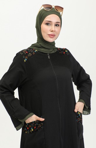 Şile Tuch Authentic Abaya 6767-01 Schwarz Khaki 6767-01