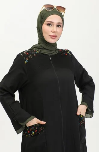Şile Tuch Authentic Abaya 6767-01 Schwarz Khaki 6767-01