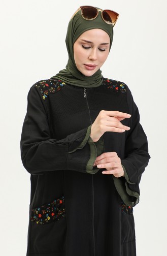Şile Tuch Authentic Abaya 6767-01 Schwarz Khaki 6767-01
