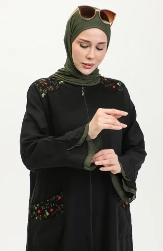 Şile Tuch Authentic Abaya 6767-01 Schwarz Khaki 6767-01